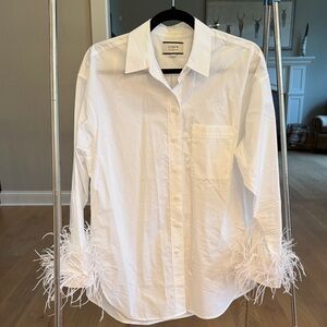 J. Crew Classic White Shirt with Feather Accents